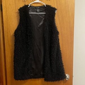 Elegant Black Shaggy Vest